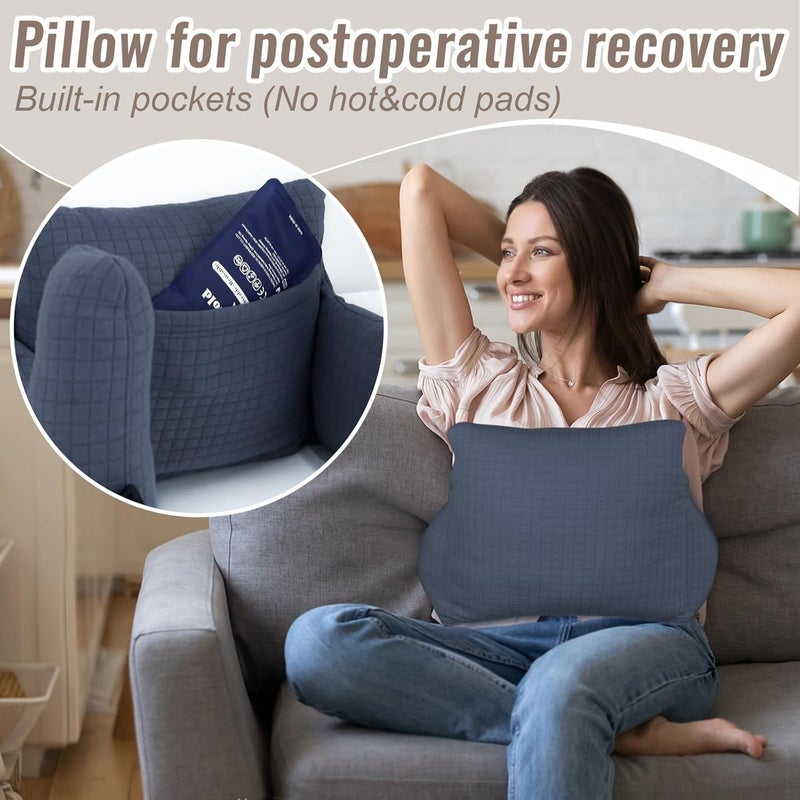 RoamReady Hysterectomy Recovery Pillow, Post-Surgery Cushion for Abdomen C-Section Tummy Tuck Lumpectomy Myomectomy Patients Must Haves Abdominal Pillow with Pocket (Navy Blue) - Image 4
